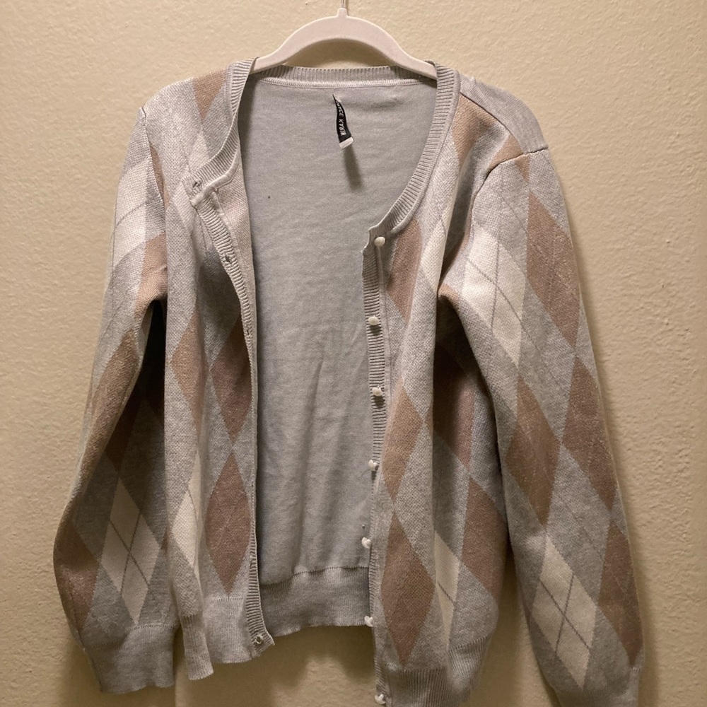 cute argyle cardigan sweater